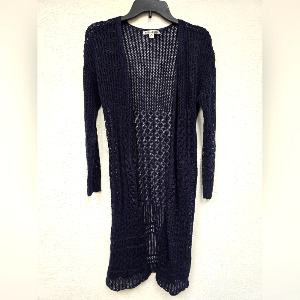 Open Front Knit Navy Cardigan